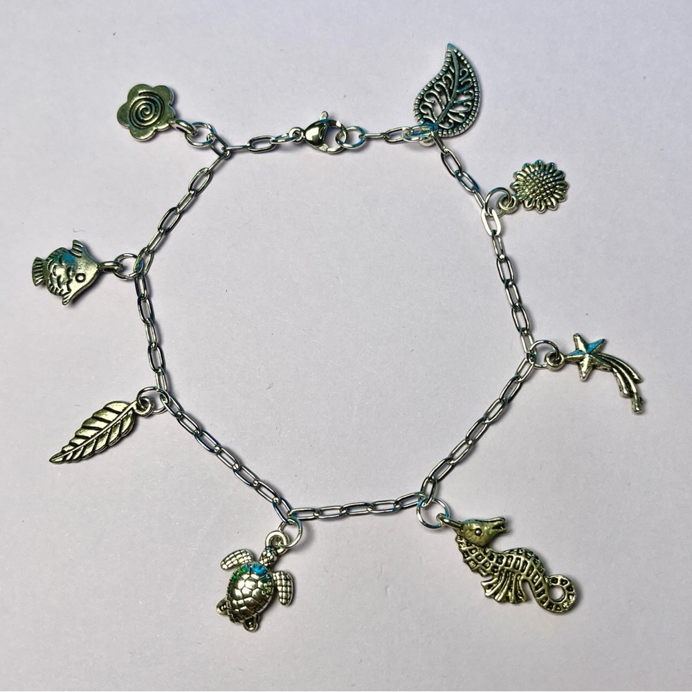 Beach Island Tropical Charm Bracelet Handmade vintage 90s charm stainless steel